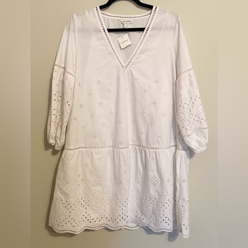 CLUB MONACO Eyelet Mini Dress Size Small - Picture 2 of 15